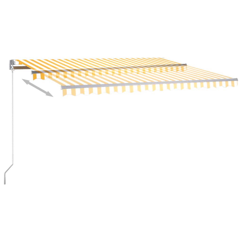 Toldo de pie automático amarillo y blanco 450x350 cm vidaXL