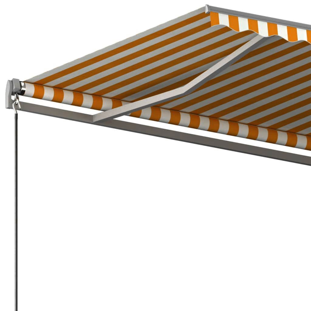 Toldo de pie automático amarillo y blanco 450x350 cm vidaXL