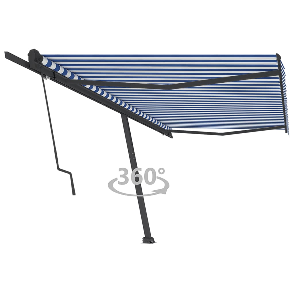 Vetonek Toldo de pie automático azul y blanco 500x350 cm