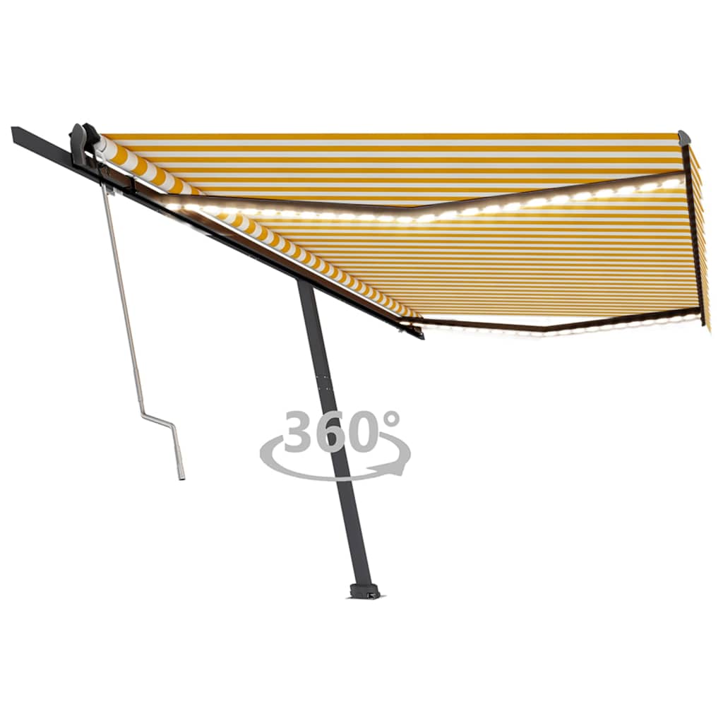 Vetonek Toldo automático LED sensor de viento amarillo blanco 500x350cm