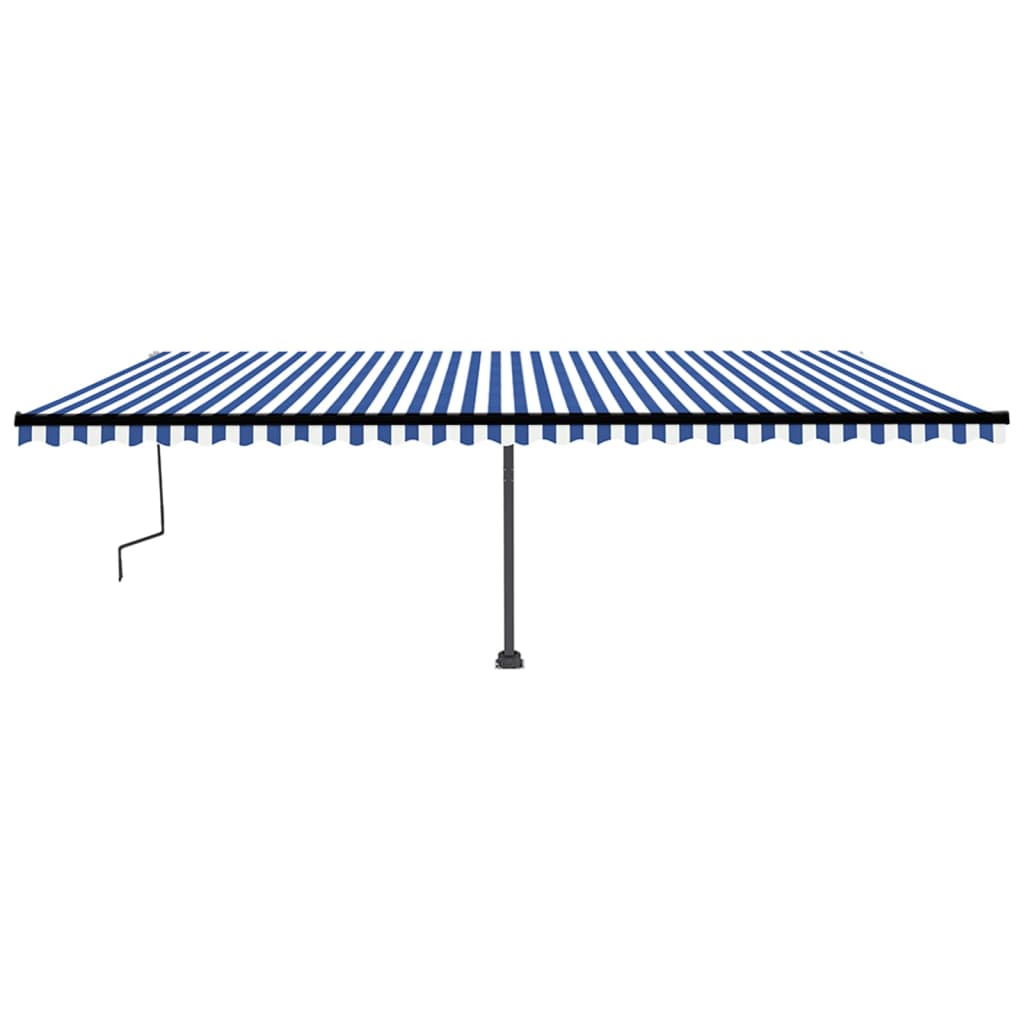 Toldo de pie retráctil manual azul y blanco 600x350 cm vidaXL