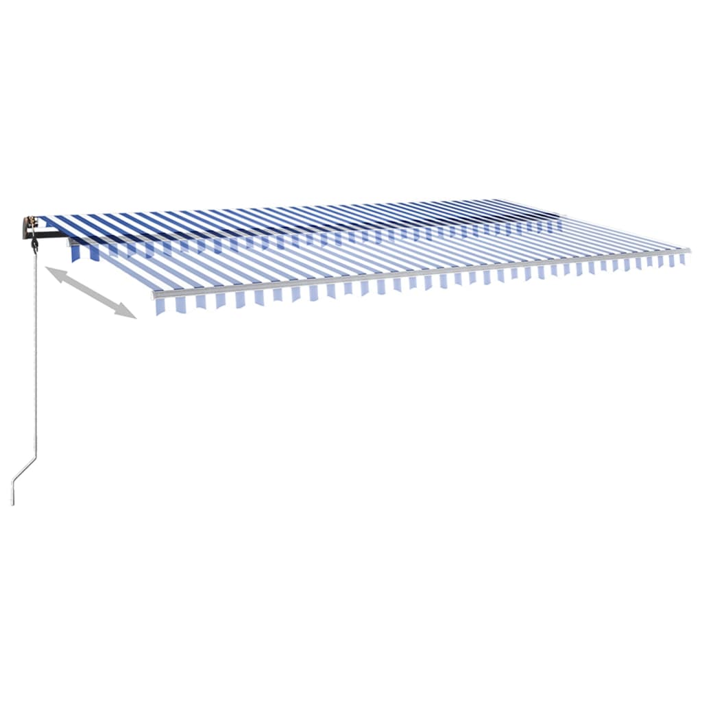 Toldo de pie retráctil manual azul y blanco 600x350 cm vidaXL