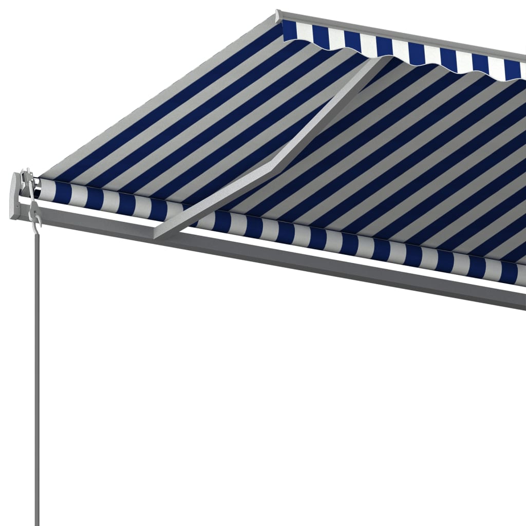 Toldo de pie retráctil manual azul y blanco 600x350 cm vidaXL