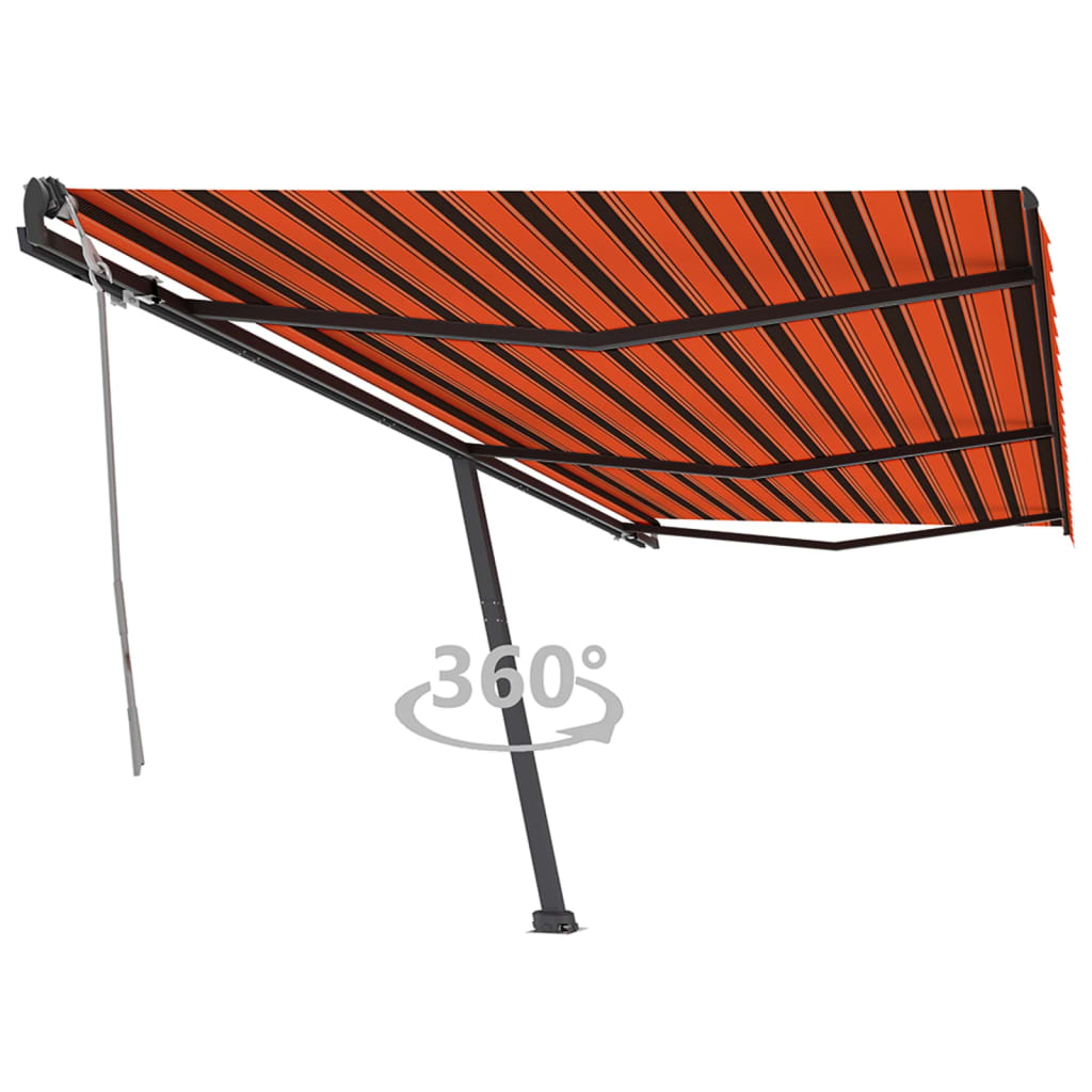 Vetonek Toldo de pie retráctil manual naranja y marrón 600x350 cm