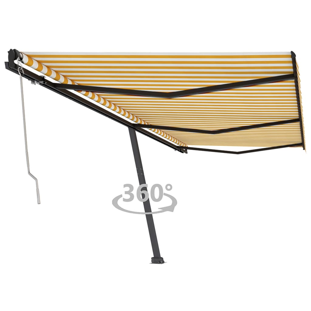 Vetonek Toldo de pie automático amarillo y blanco 600x350 cm