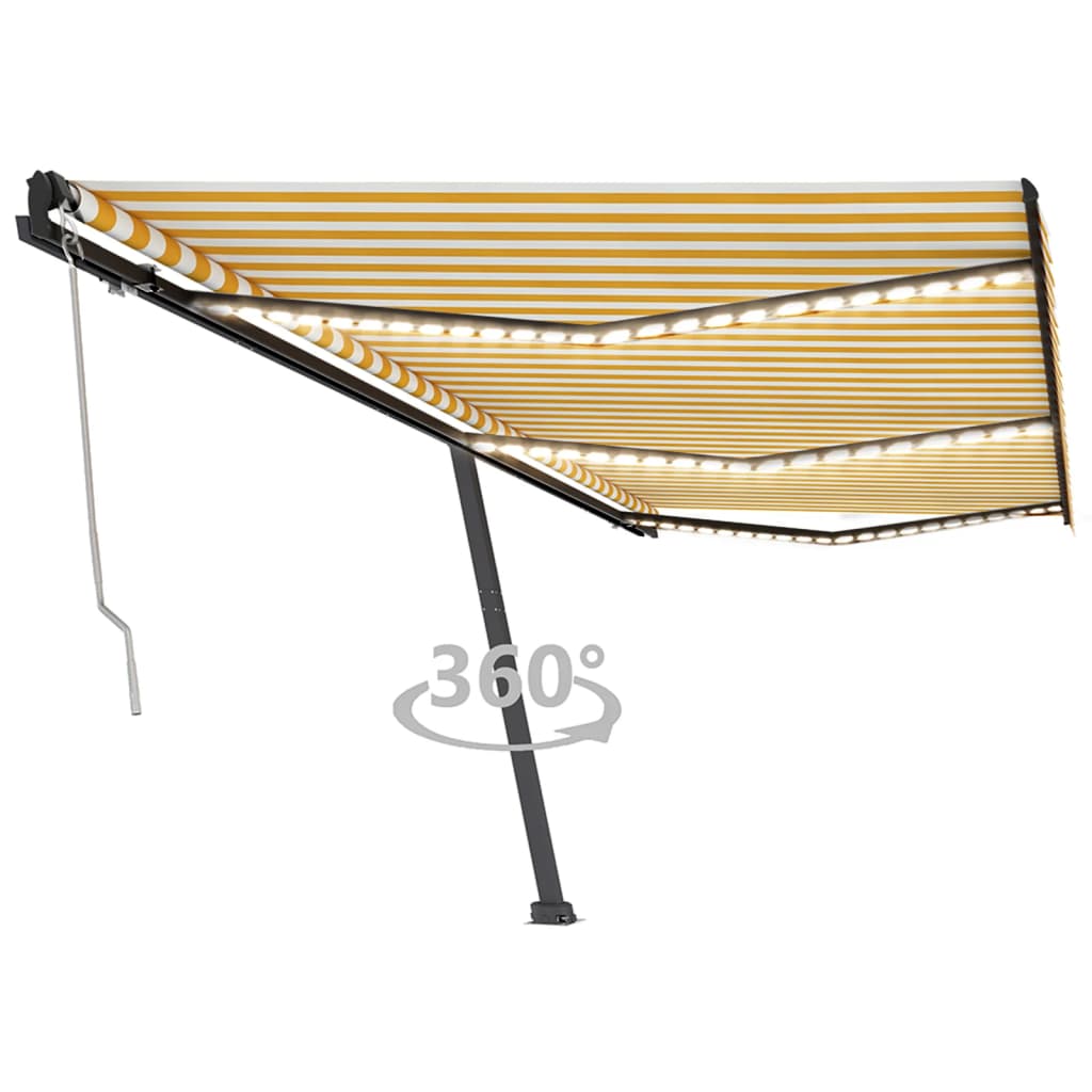 Vetonek Toldo automático LED sensor de viento amarillo blanco 600x350cm