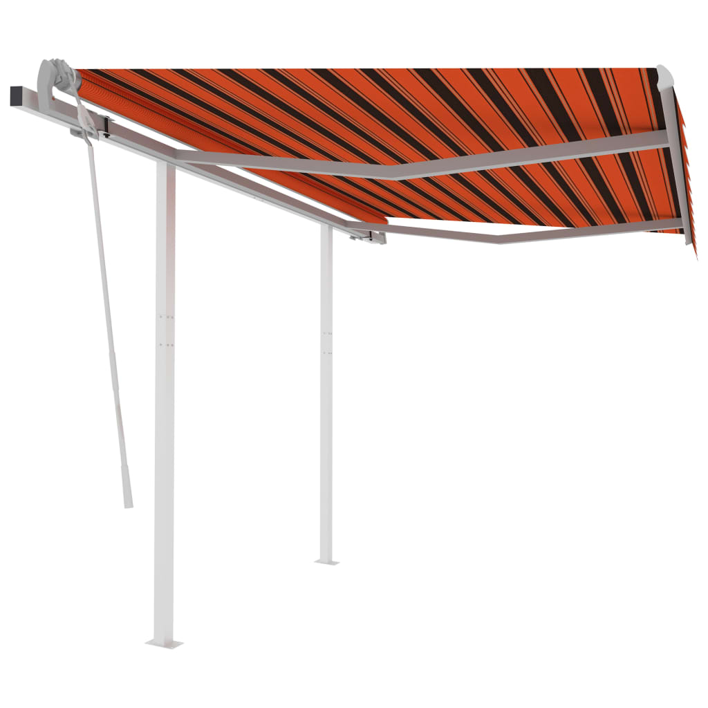 Vetonek Toldo manual retráctil con postes naranja y marrón 3x2,5 m