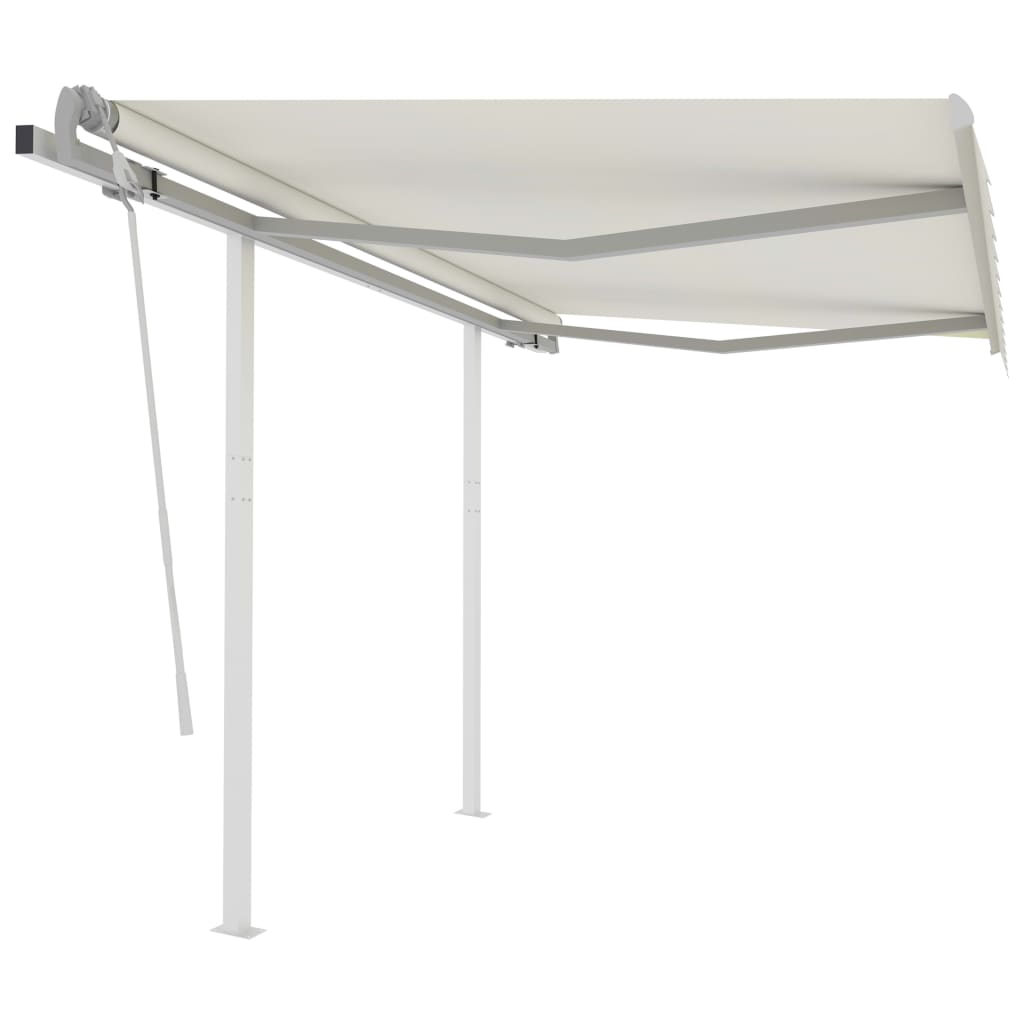 Vetonek Toldo retráctil manual con postes crema 3,5x2,5 m