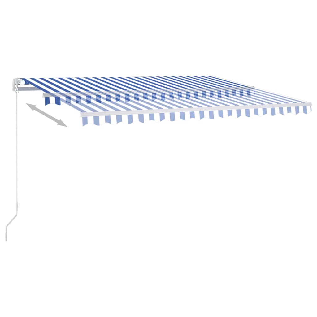 Toldo retráctil automático con postes azul y blanco 4x3 m vidaXL