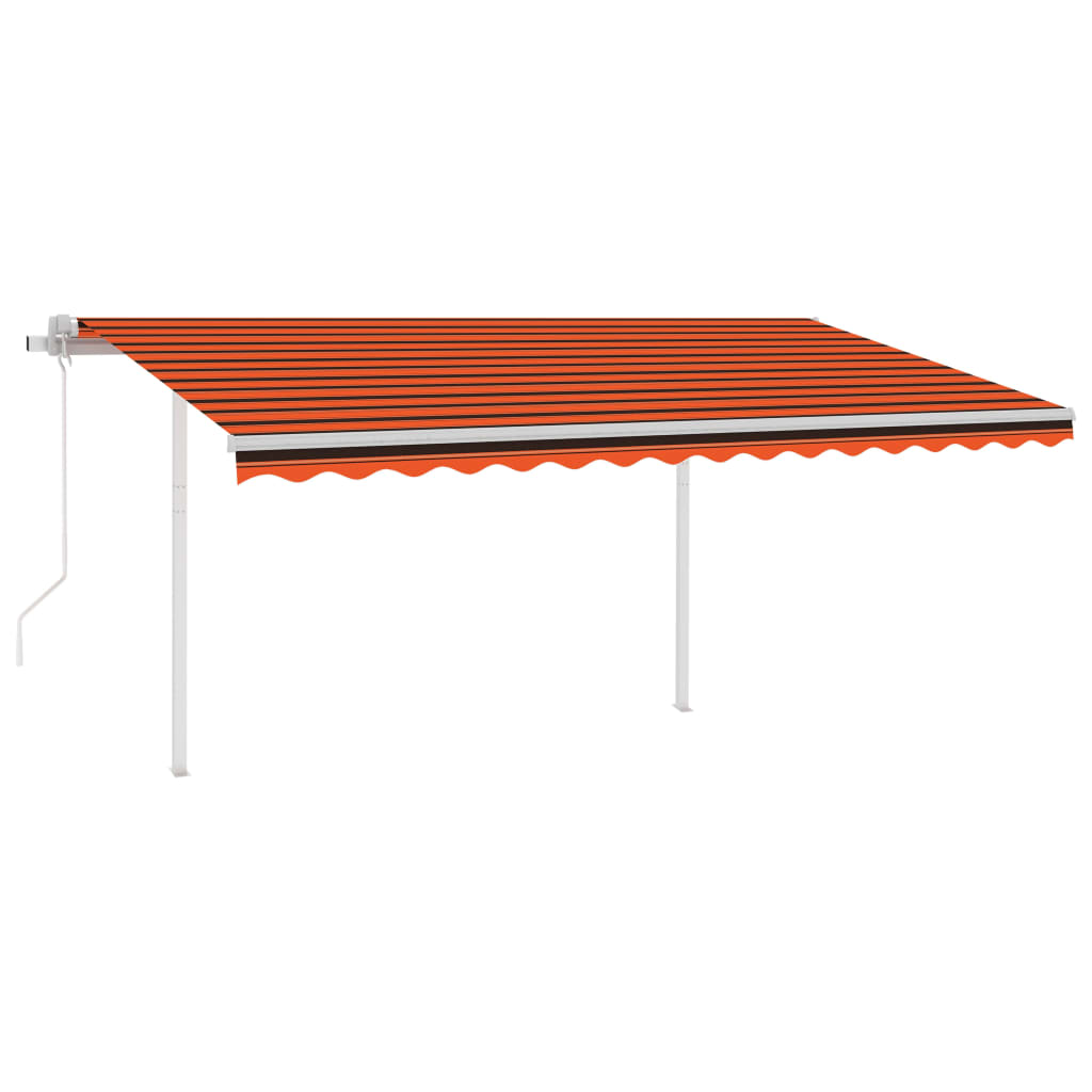 Toldo retráctil automático con postes naranja y marrón 4x3 m vidaXL