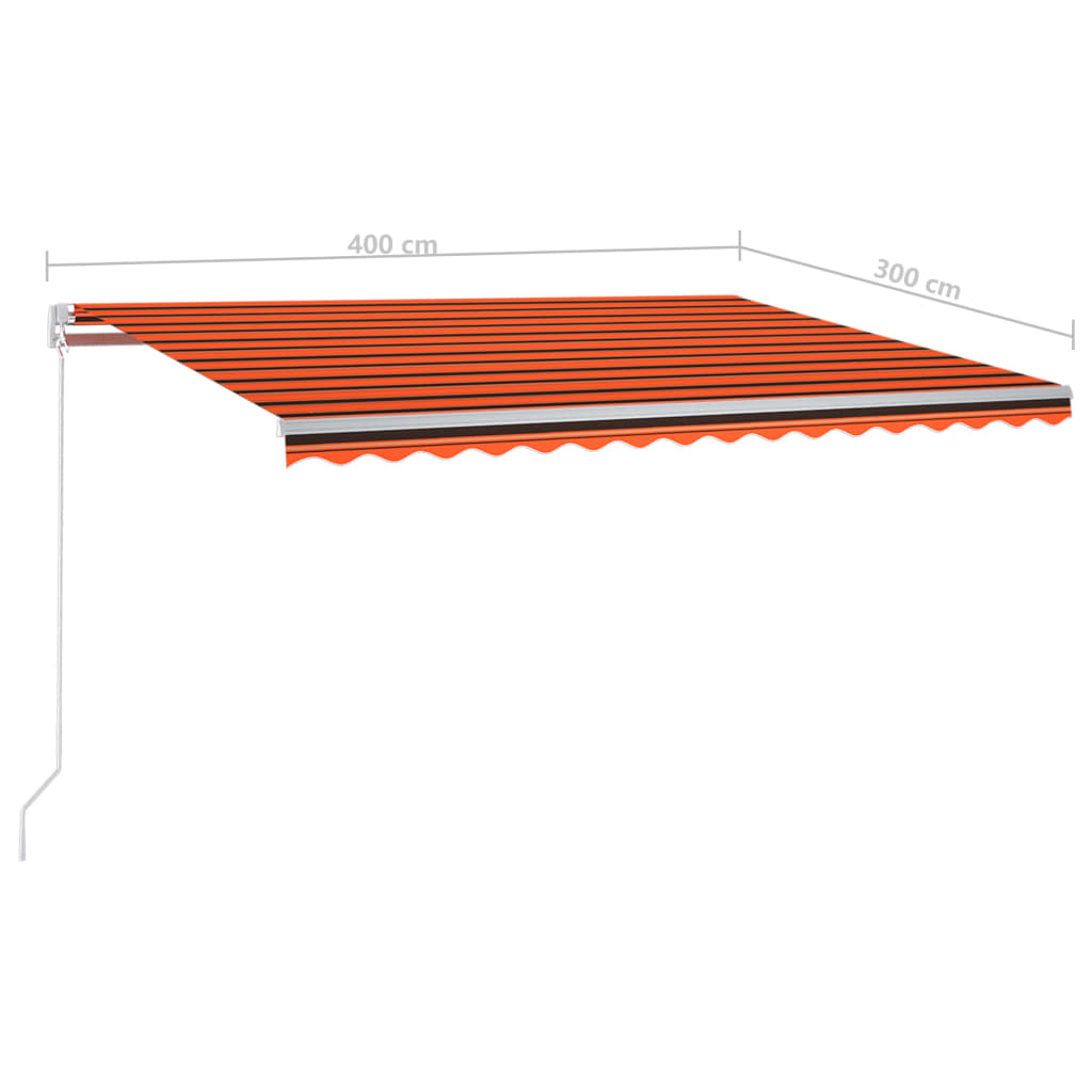 Toldo retráctil automático con postes naranja y marrón 4x3 m vidaXL