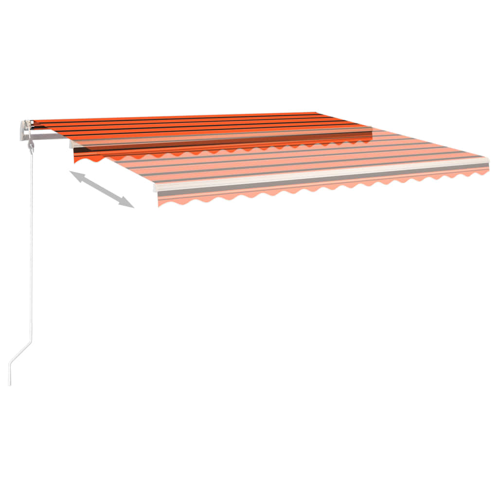 Toldo retráctil automático con postes naranja y marrón 4x3 m vidaXL