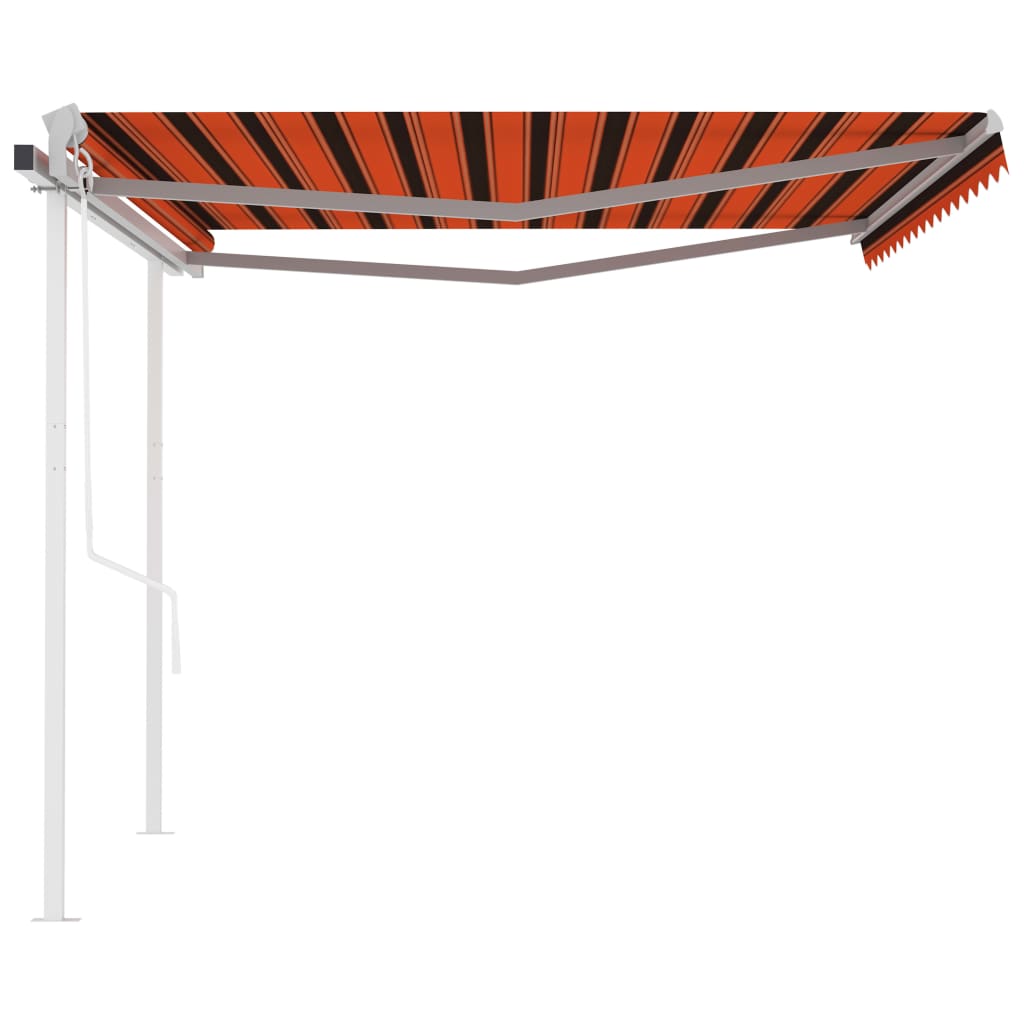 Toldo retráctil automático con postes naranja y marrón 4x3 m vidaXL