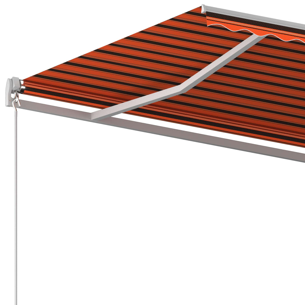 Toldo retráctil automático con postes naranja y marrón 4x3 m vidaXL