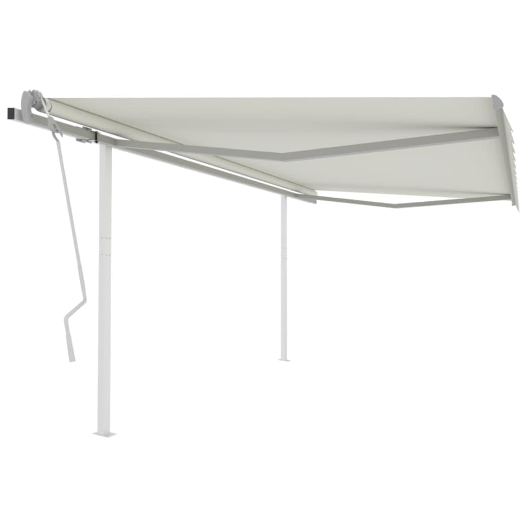 Vetonek Toldo retráctil manual con postes crema 4,5x3 m