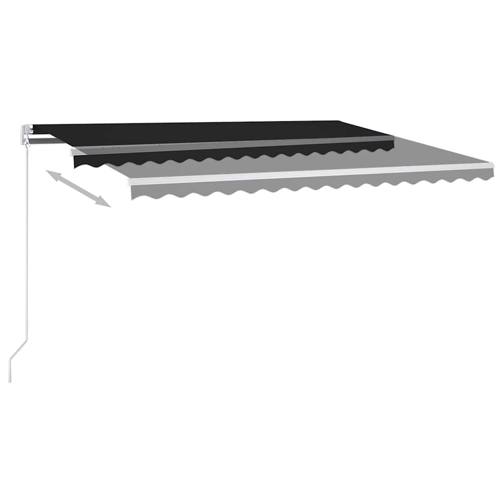 Toldo automático LED sensor de viento gris antracita 4,5x3 m