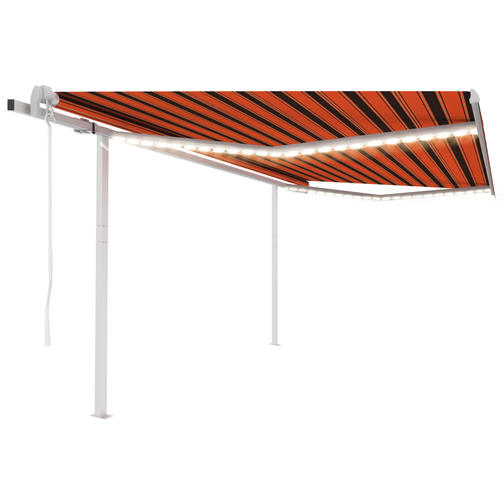 Vetonek Toldo automático LED sensor de viento naranja marrón 4,5x3 m