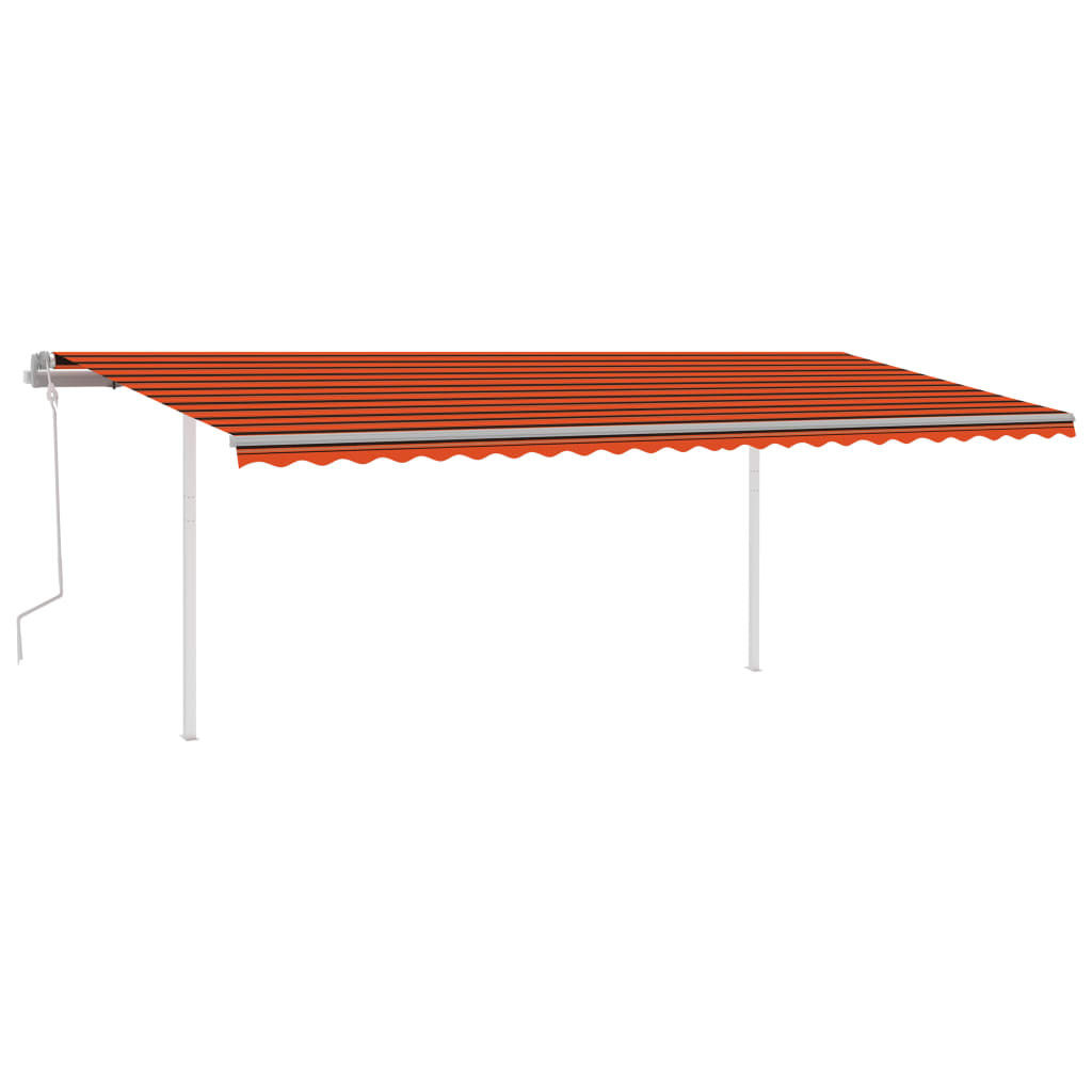 Toldo manual retráctil con postes naranja y marrón 6x3 m vidaXL