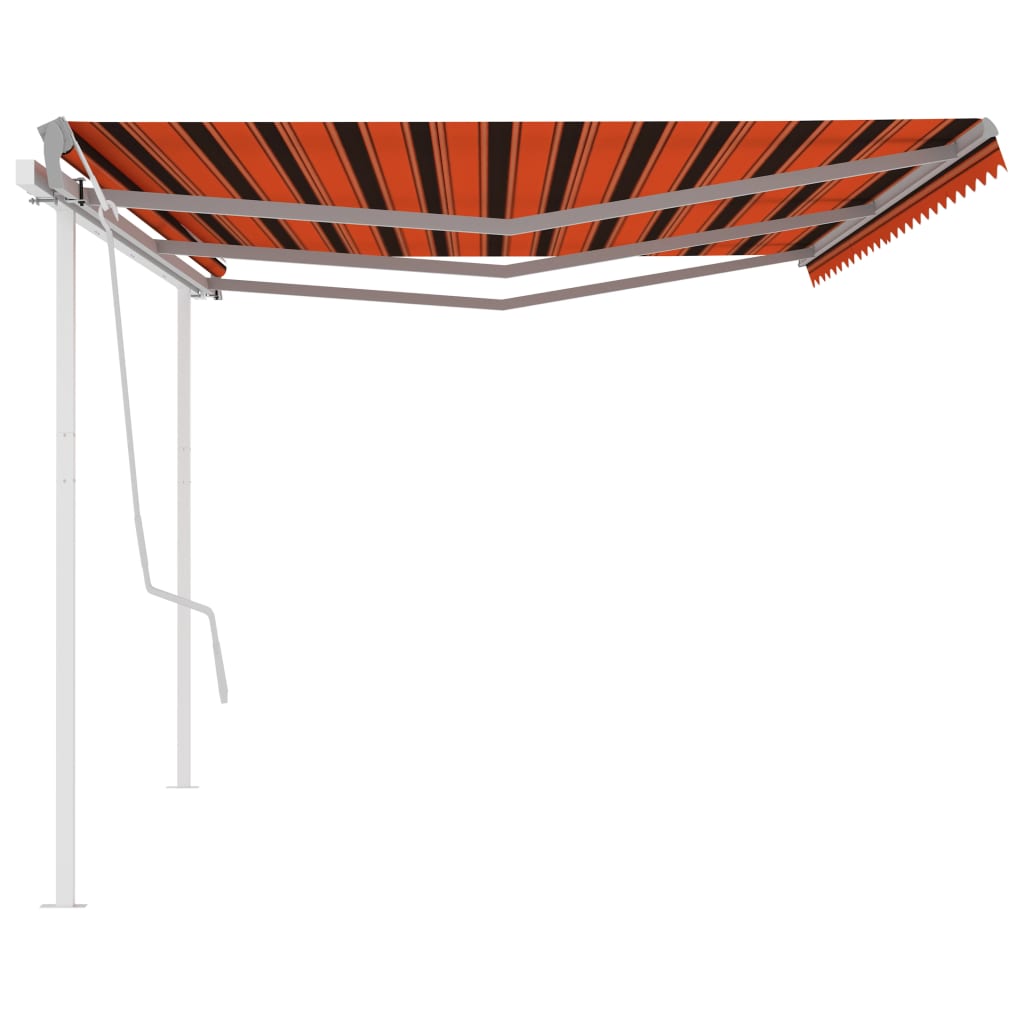 Toldo manual retráctil con postes naranja y marrón 6x3 m vidaXL