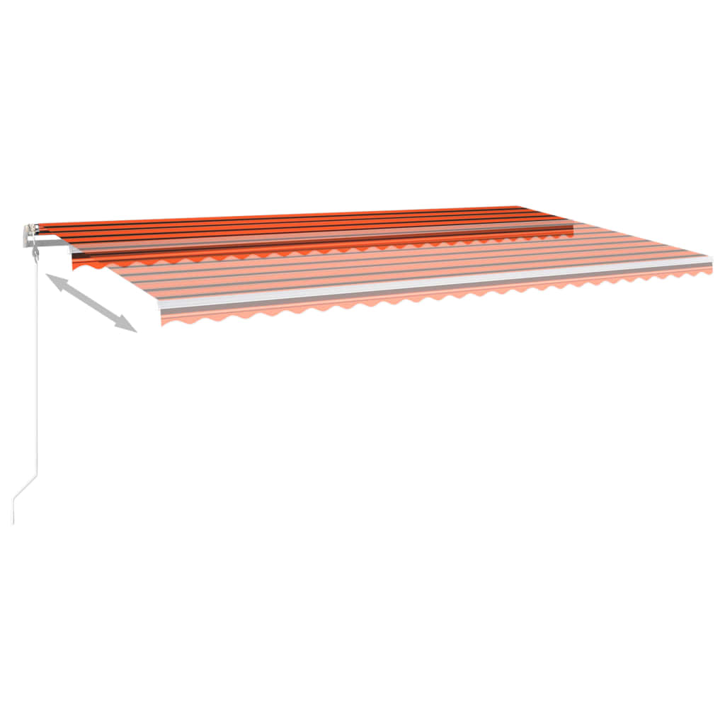 Toldo manual retráctil con postes naranja y marrón 6x3 m vidaXL