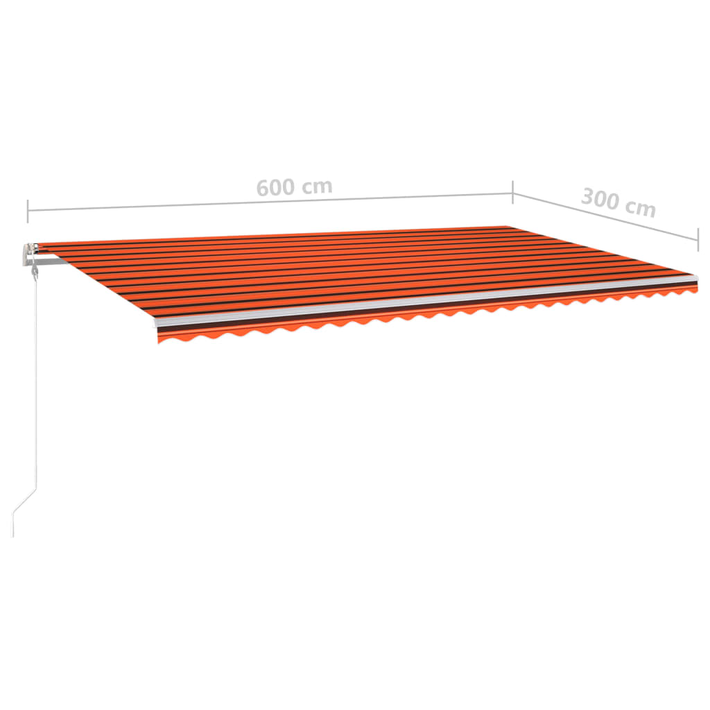 Toldo manual retráctil con postes naranja y marrón 6x3 m vidaXL