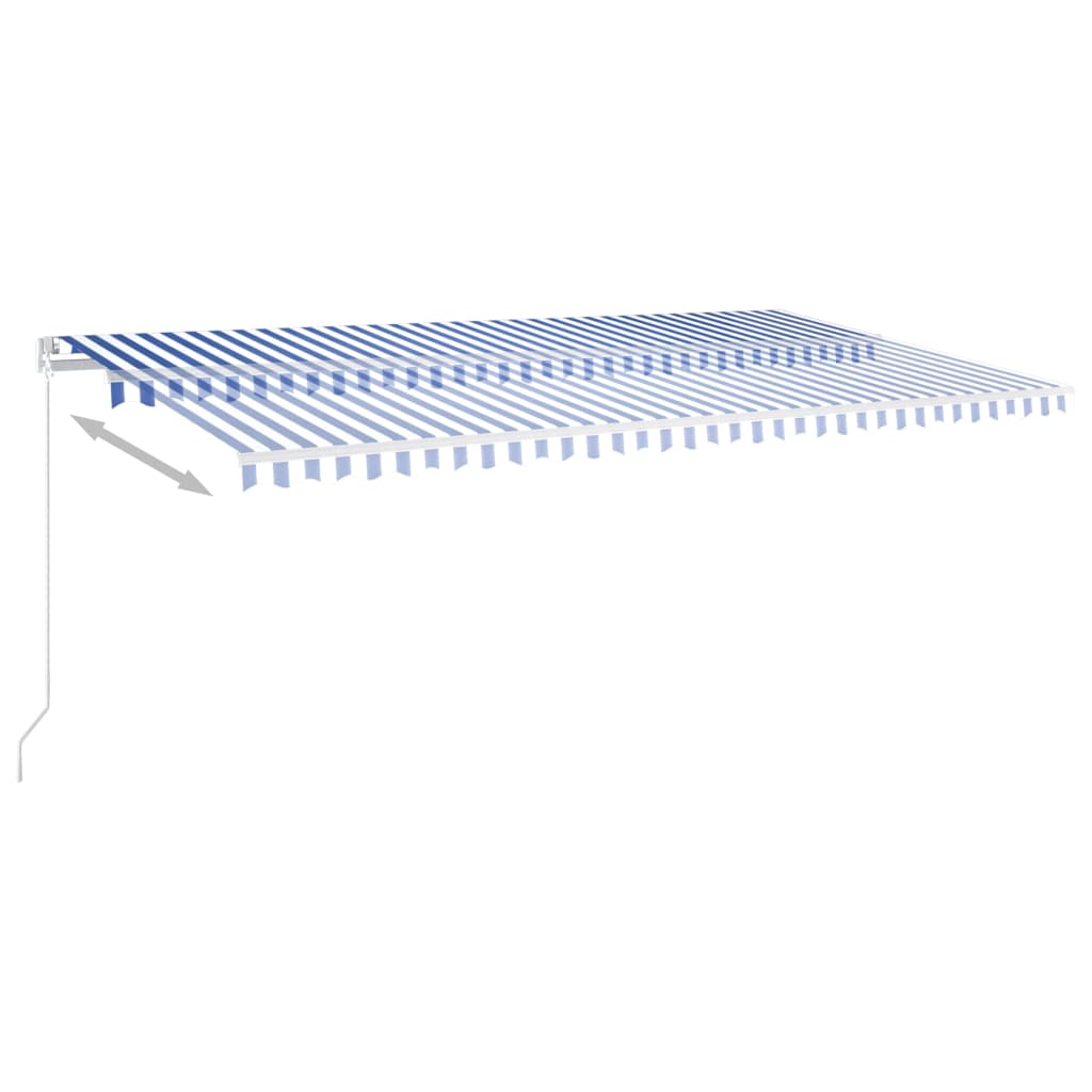 Toldo automático LED sensor de viento azul y blanco 6x3 m