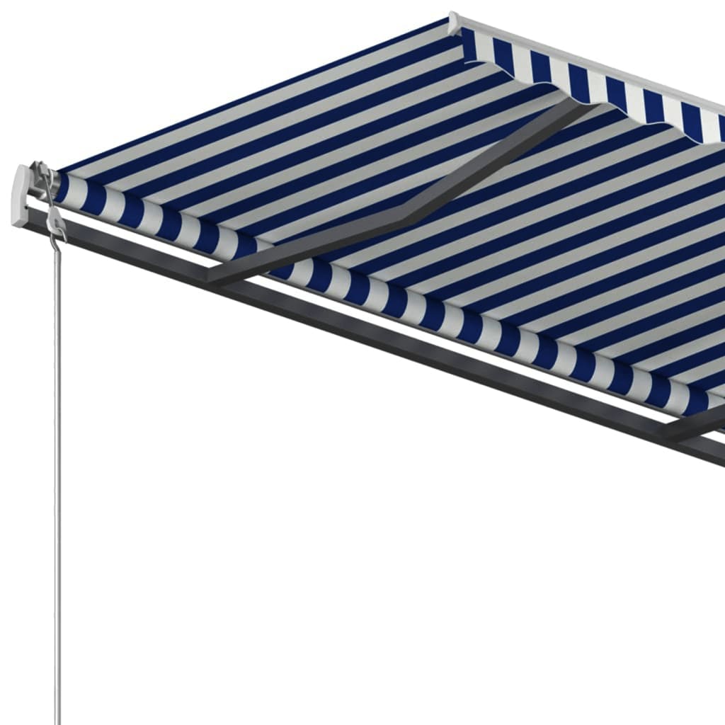 Toldo manual retráctil con postes azul y blanco 3x2,5 m vidaXL