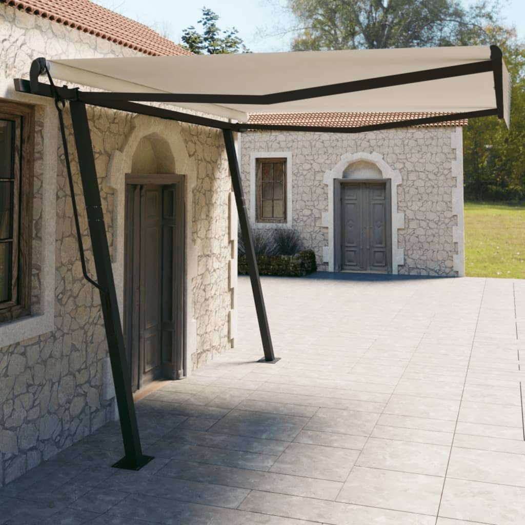 Vetonek Toldo manual retráctil con postes crema 4x3 m