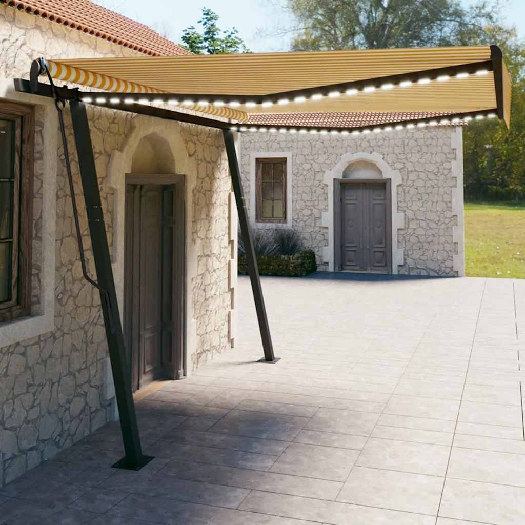 Vetonek Toldo manual retráctil con LED amarillo y blanco 4x3 m