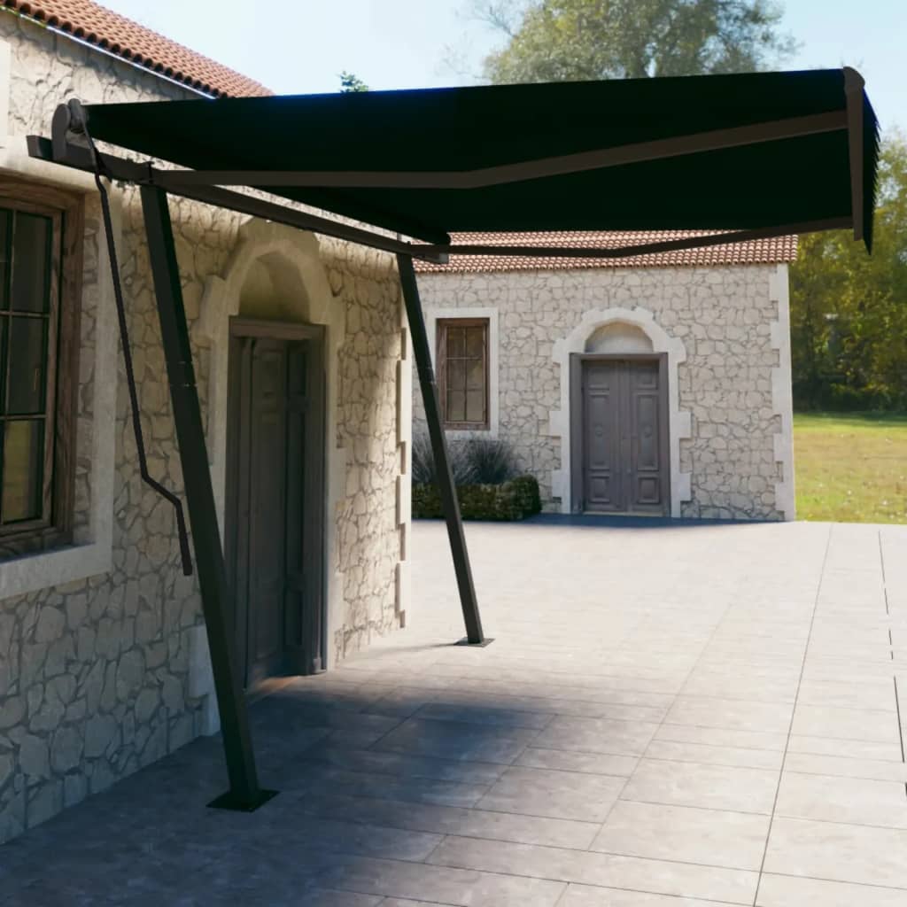 Vetonek Toldo automático retráctil con postes gris antracita 4,5x3 m