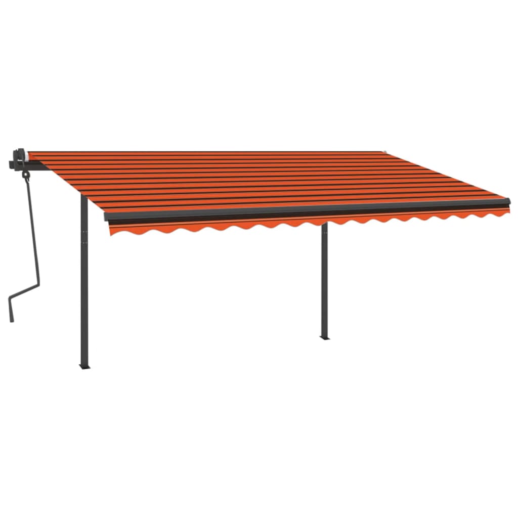 Toldo automático retráctil con postes naranja y marrón 4,5x3 m vidaXL