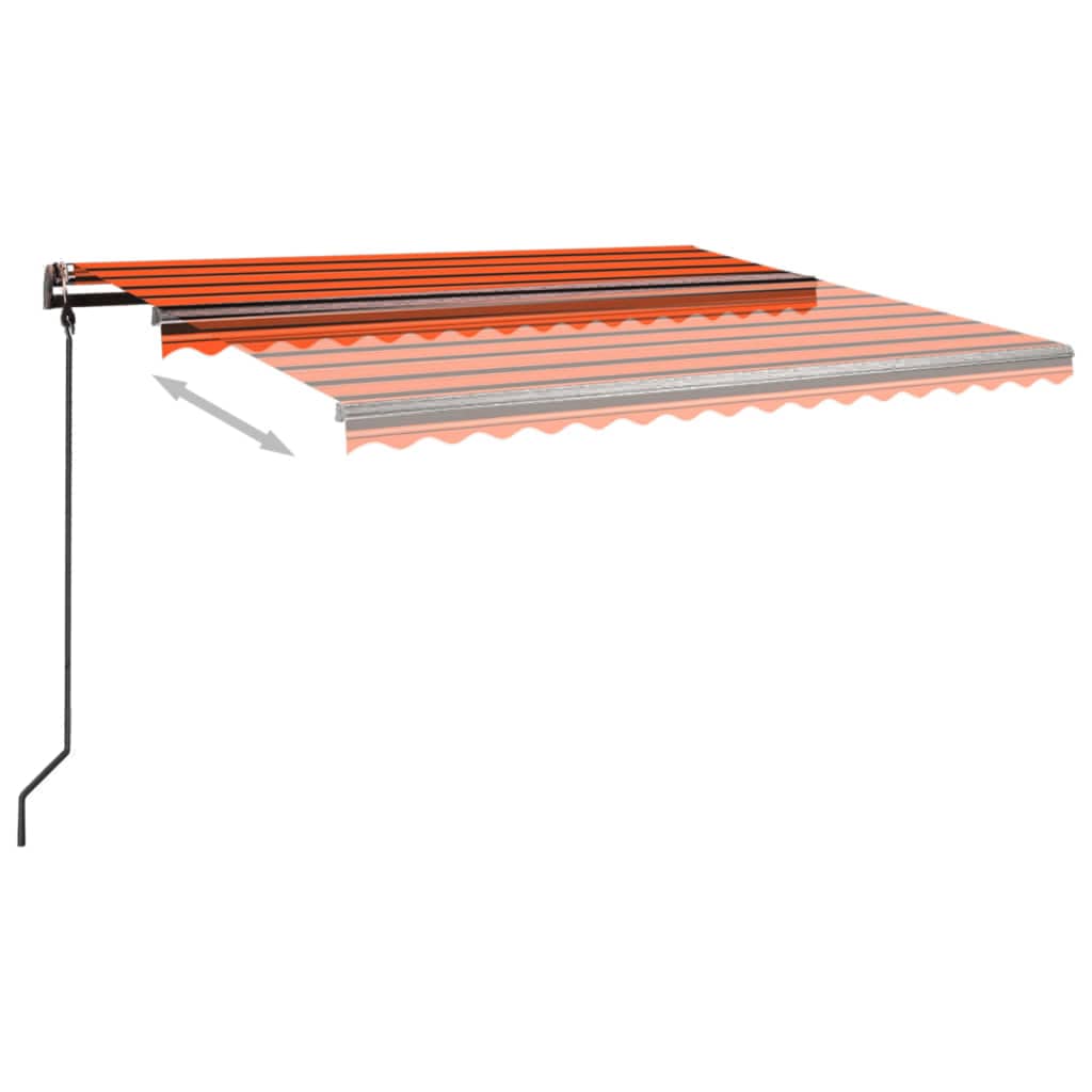 Toldo automático retráctil con postes naranja y marrón 4,5x3 m vidaXL