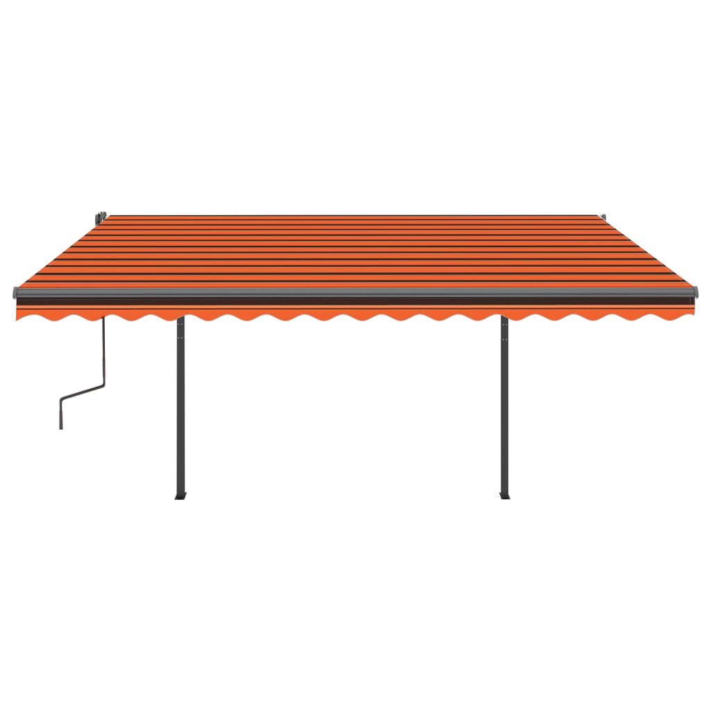 Toldo automático retráctil con postes naranja y marrón 4,5x3 m vidaXL