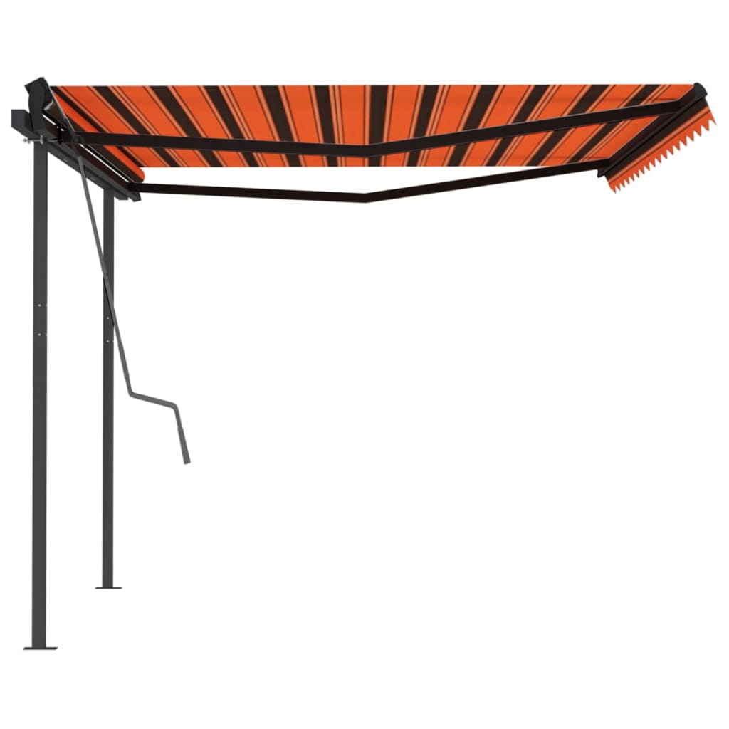 Toldo automático retráctil con postes naranja y marrón 4,5x3 m vidaXL