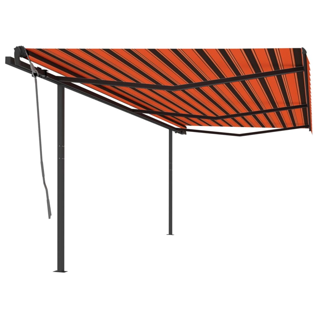 Vetonek Toldo manual retráctil con postes naranja y marrón 6x3 m