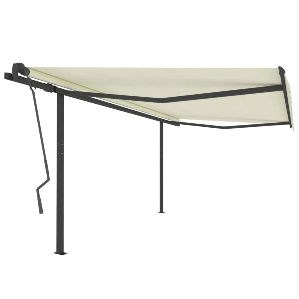 Vetonek Toldo retráctil manual con postes crema 4x3,5 m