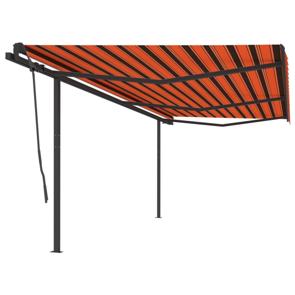 Vetonek Toldo retráctil manual con luz LED naranja y marrón 6x3,5 m