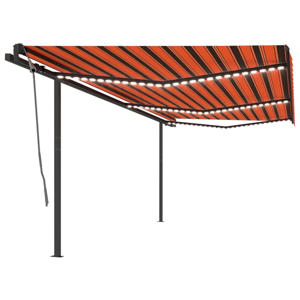 Vetonek Toldo manual retráctil con luz LED naranja y marrón 6x3,5 m