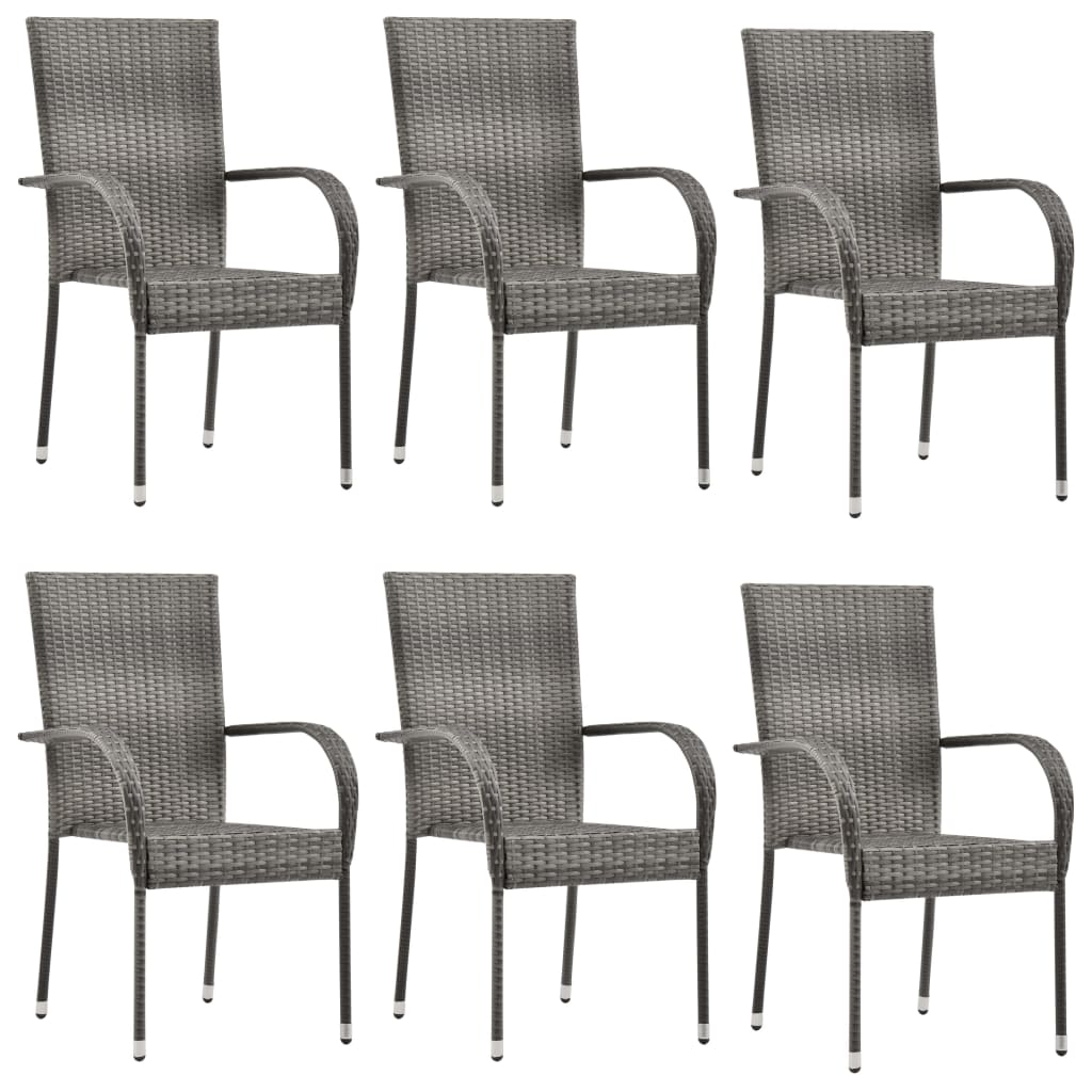 Set de muebles de comedor de jardín 7 piezas ratán PE gris vidaXL