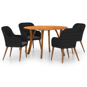 Juego de comedor para jardín 5 piezas negro V9480 Vetonek