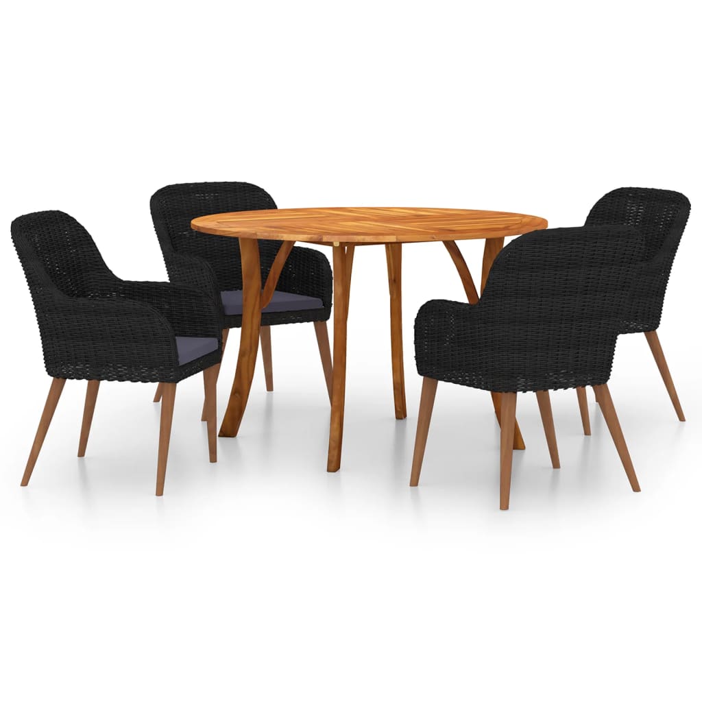 Juego de comedor para jardín 5 piezas negro V9480 Vetonek