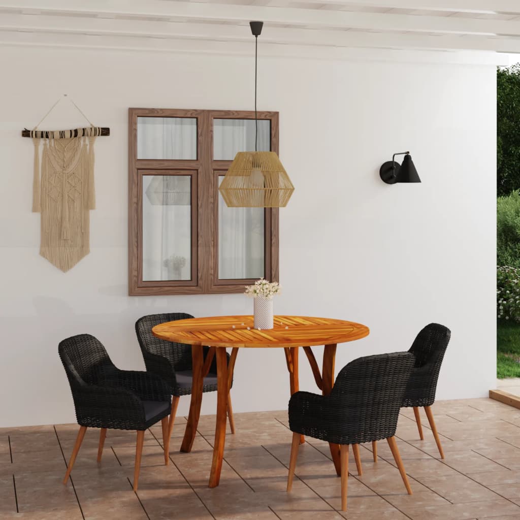 Juego de comedor para jardín 5 piezas negro V9480 Vetonek