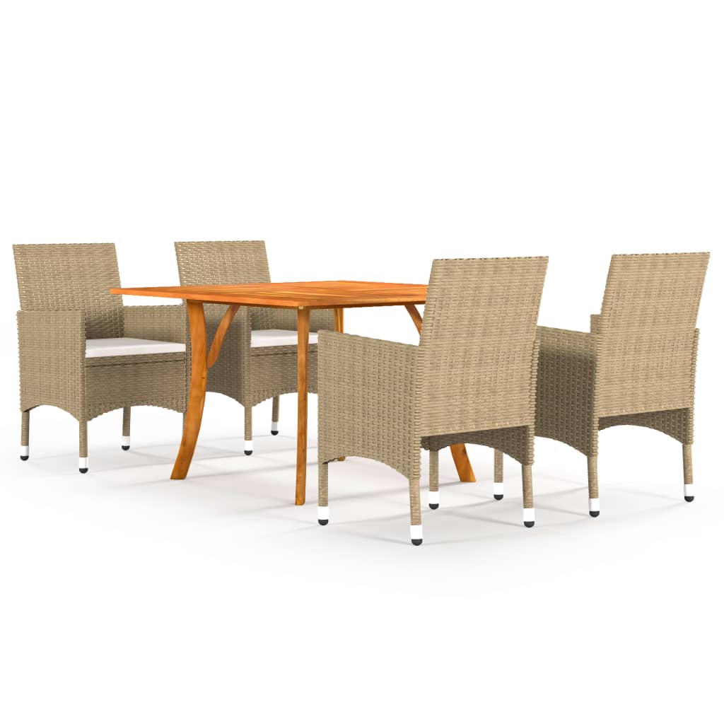 Vetonek Juego de comedor para jardín de 5 piezas beige