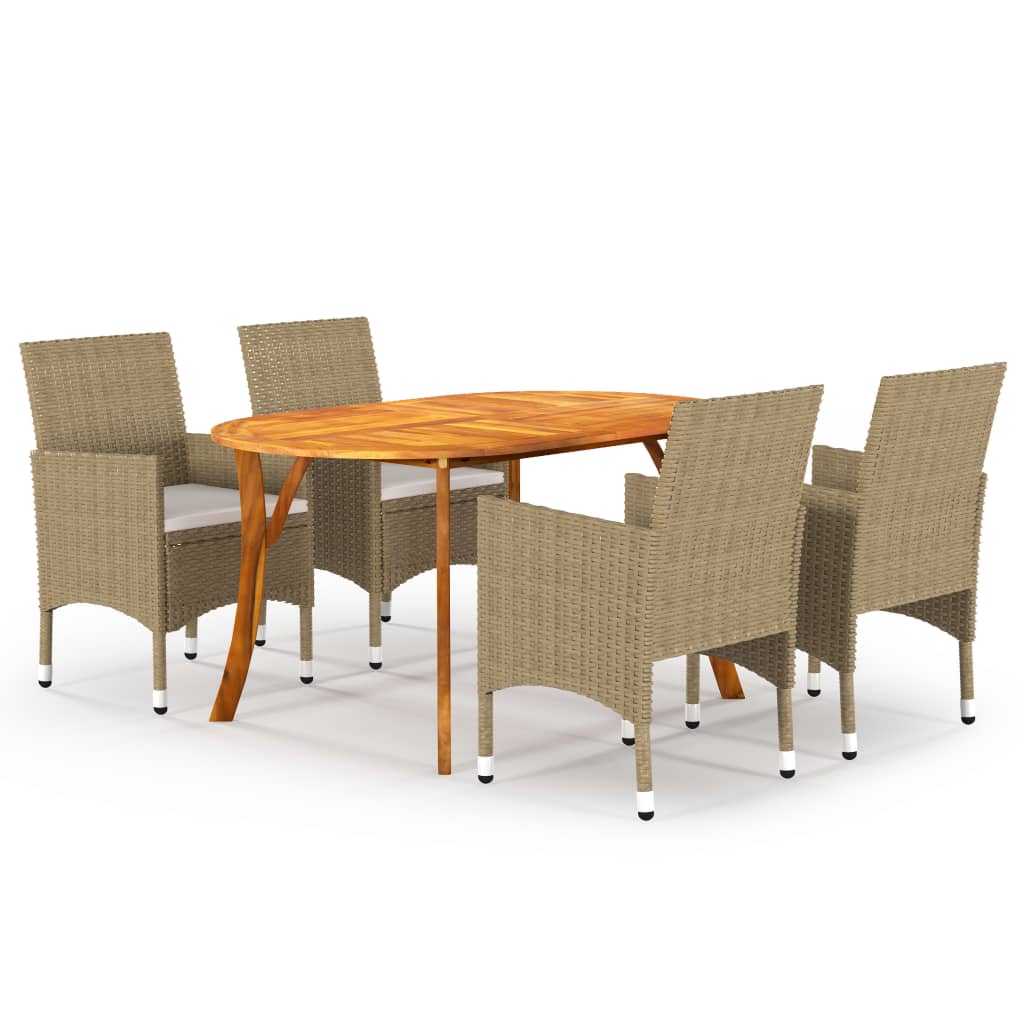 Vetonek Juego de comedor para jardín de 5 piezas beige