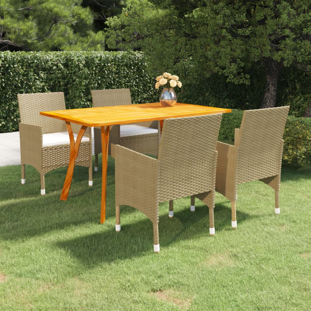 Vetonek Juego de comedor de jardín de 5 piezas beige