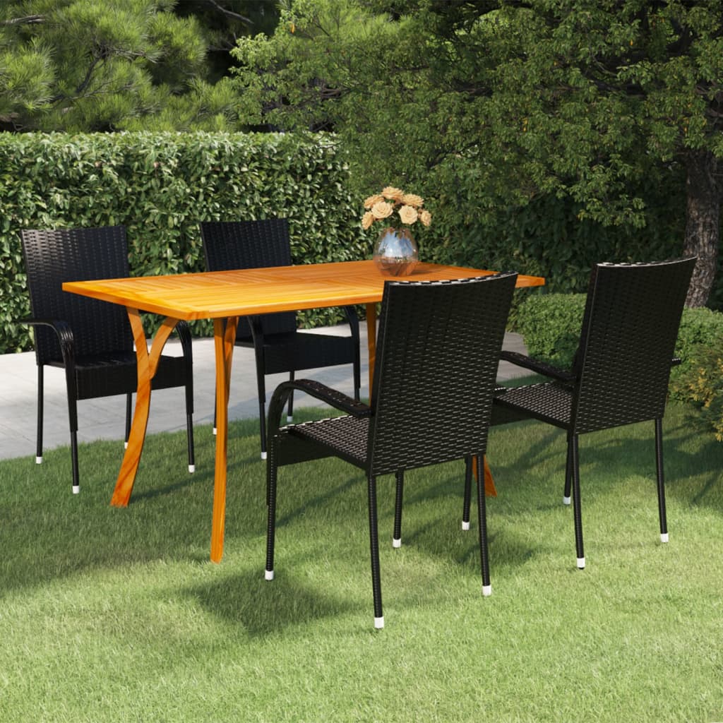 Vetonek Juego de comedor para jardín 5 piezas negro