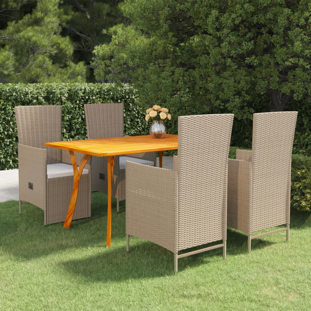 Vetonek Juego de comedor para jardín 5 piezas beige