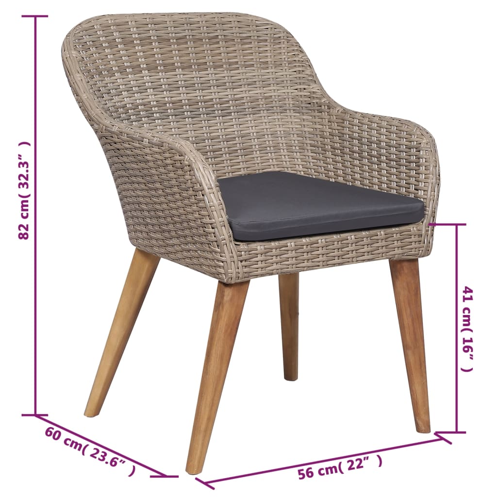 Juego de comedor para jardín 5 piezas marrón V2718 Vetonek