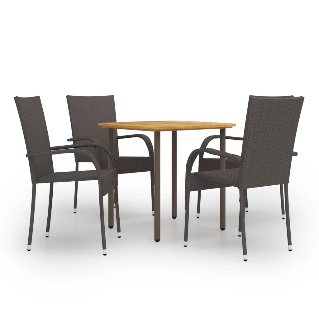 Vetonek Set de muebles de comedor de jardín 5 piezas de ratán marrón