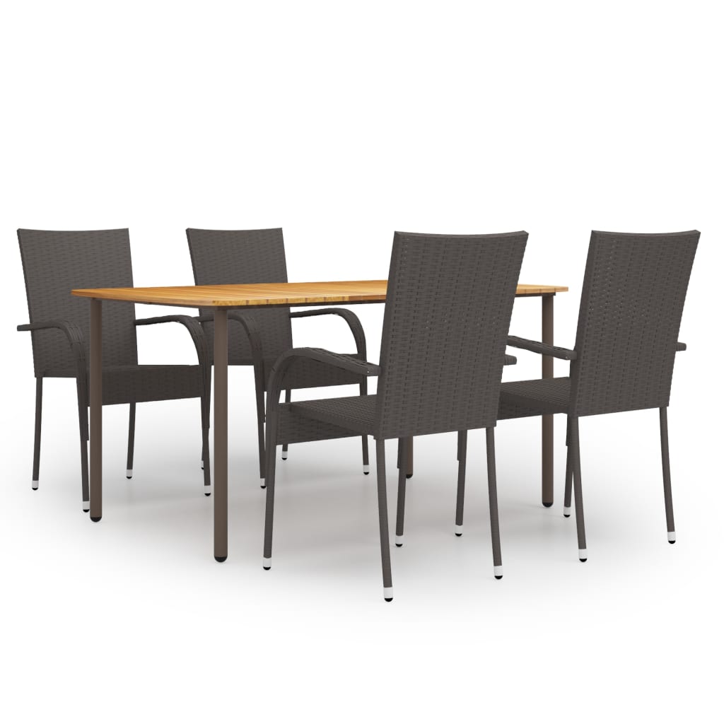 Vetonek Set de muebles de comedor de jardín 5 piezas de ratán marrón